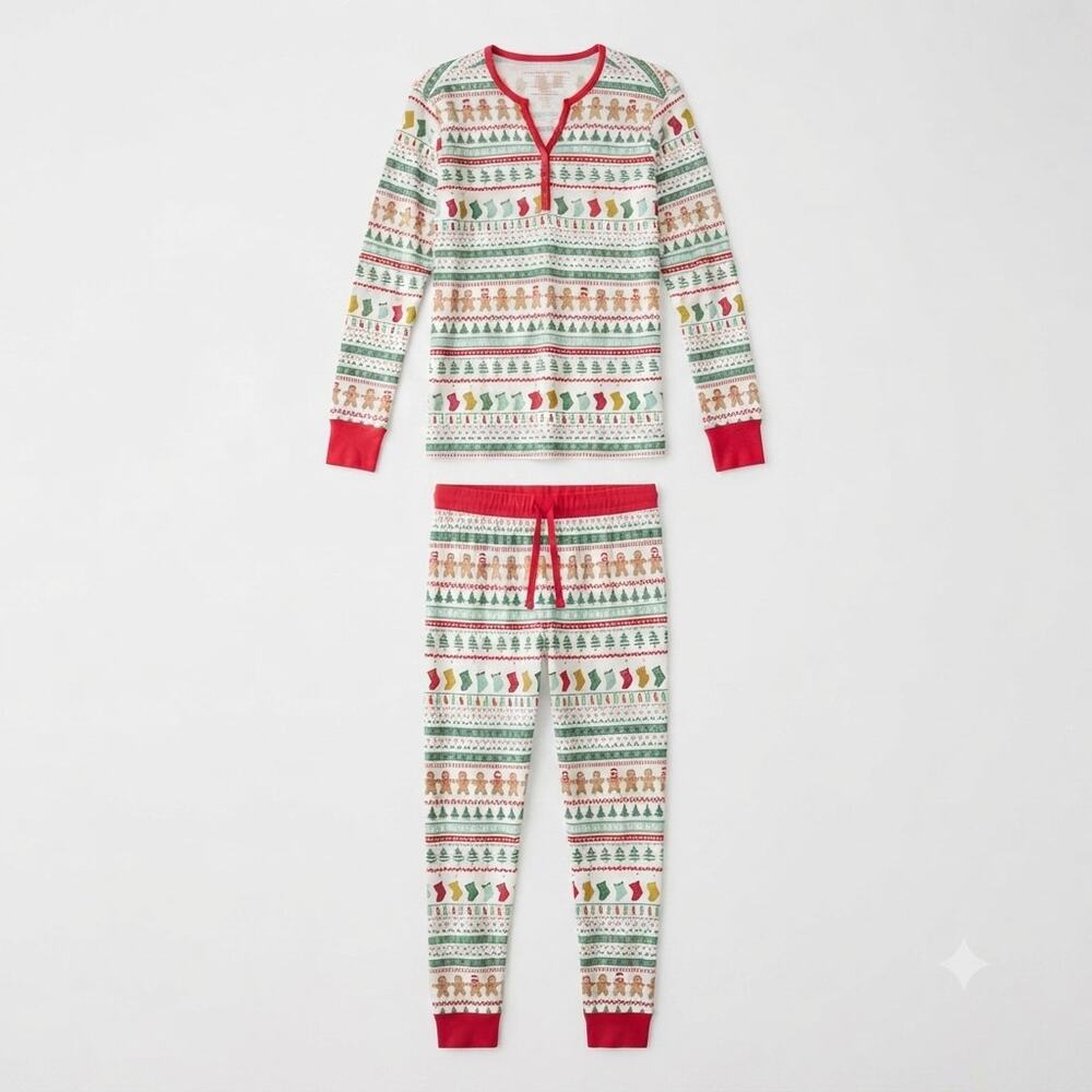 Little Sleepies M/S Christmas Pajamas Soft Lounge Holiday Stripe Gingerbread
